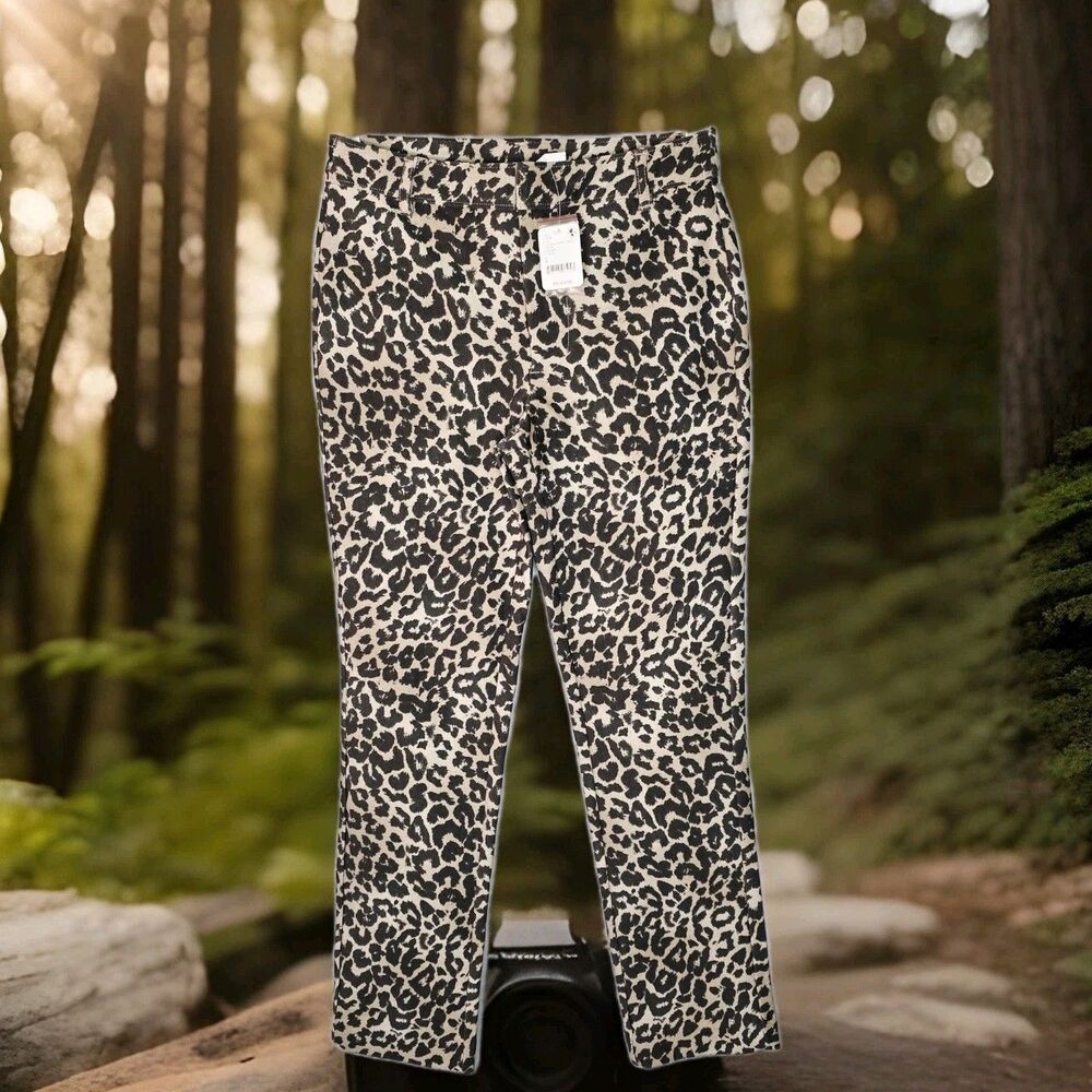 New Free People Molly Slim Pants Neutral Combo Animal Print  Women's 4 Boho Rock - Picture 5 of 14